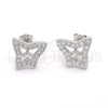 Arete Dormilona 02.186.0108 Plata Rodinada, Diseño de Mariposa, con Zirconia Cubica Blanca, Pulido, Rodinado