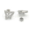 Arete Dormilona 02.186.0108 Plata Rodinada, Diseño de Mariposa, con Zirconia Cubica Blanca, Pulido, Rodinado