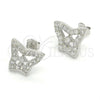 Arete Dormilona 02.186.0108 Plata Rodinada, Diseño de Mariposa, con Zirconia Cubica Blanca, Pulido, Rodinado