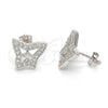 Arete Dormilona 02.186.0108 Plata Rodinada, Diseño de Mariposa, con Zirconia Cubica Blanca, Pulido, Rodinado