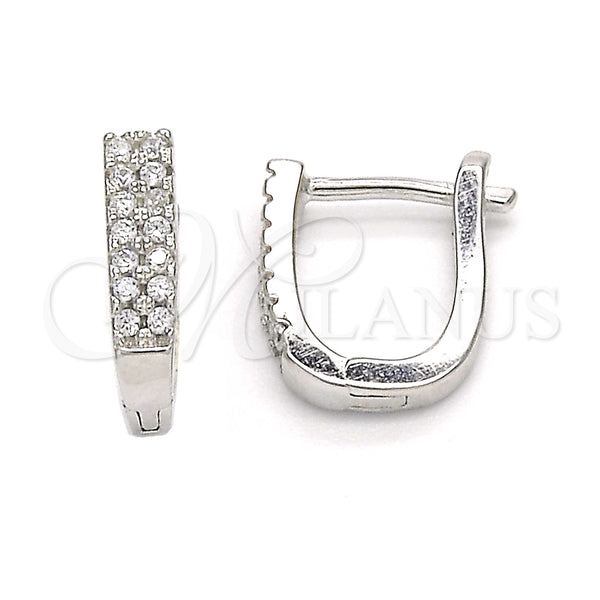 Argolla Huggie 02.186.0110.12 Plata Rodinada, con Micro Pave Blanca, Pulido, Rodinado