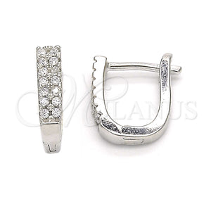 Argolla Huggie 02.186.0110.12 Plata Rodinada, con Micro Pave Blanca, Pulido, Rodinado