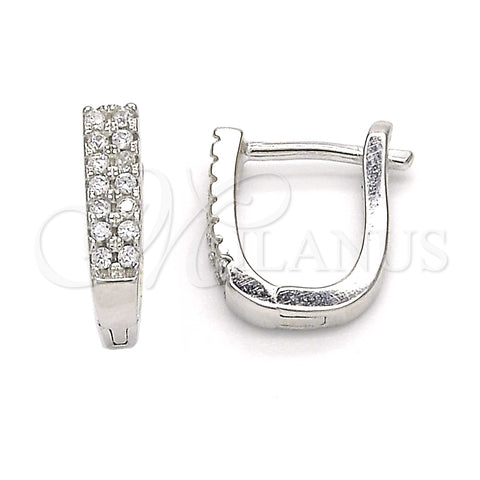 Argolla Huggie 02.186.0110.12 Plata Rodinada, con Micro Pave Blanca, Pulido, Rodinado