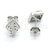 Arete Dormilona 02.186.0112 Plata Rodinada, con Micro Pave Blanca, Pulido, Rodinado