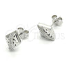 Arete Dormilona 02.186.0112 Plata Rodinada, con Micro Pave Blanca, Pulido, Rodinado