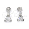 Arete Dormilona 02.186.0115 Plata Rodinada, Diseño de Torre Eiffel, con Zirconia Cubica Blanca, Pulido, Rodinado