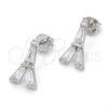 Arete Dormilona 02.186.0115 Plata Rodinada, Diseño de Torre Eiffel, con Zirconia Cubica Blanca, Pulido, Rodinado