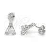 Arete Dormilona 02.186.0115 Plata Rodinada, Diseño de Torre Eiffel, con Zirconia Cubica Blanca, Pulido, Rodinado