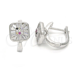 Argolla Huggie 02.186.0116.12 Plata Rodinada, con Zirconia Cubica Multicolor, Pulido, Rodinado