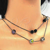 Gargantilla Elegante 04.321.0023.32 Oro Laminado, con Negro Cristal, Pulido, Tono Dorado (01 MM Thickness, 32 Inches Length)