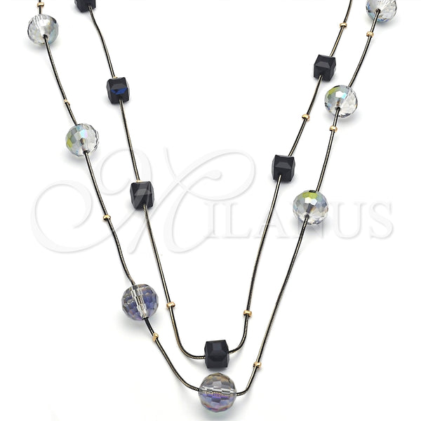 Gargantilla Elegante 04.321.0023.32 Oro Laminado, con Negro Cristal, Pulido, Tono Dorado (01 MM Thickness, 32 Inches Length)
