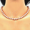 Gargantilla Elegante 04.321.0027.3.60 Oro Laminado, con Rosa Perla, Pulido, Crudo (08 MM Thickness, 60 Inches Length)