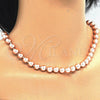 Gargantilla Elegante 04.321.0027.3.60 Oro Laminado, con Rosa Perla, Pulido, Crudo (08 MM Thickness, 60 Inches Length)