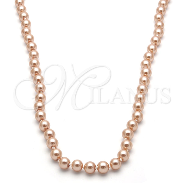 Gargantilla Elegante 04.321.0027.3.60 Oro Laminado, con Rosa Perla, Pulido, Crudo (08 MM Thickness, 60 Inches Length)
