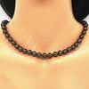 Gargantilla Elegante 04.321.0027.4.60 Oro Laminado, con Marron Oscuro Perla, Pulido, Crudo (08 MM Thickness, 60 Inches Length)