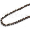 Gargantilla Elegante 04.321.0027.4.60 Oro Laminado, con Marron Oscuro Perla, Pulido, Crudo (08 MM Thickness, 60 Inches Length)