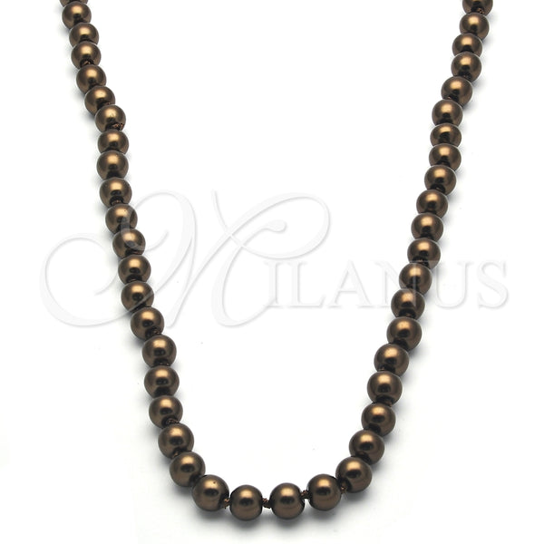 Gargantilla Elegante 04.321.0027.4.60 Oro Laminado, con Marron Oscuro Perla, Pulido, Crudo (08 MM Thickness, 60 Inches Length)