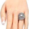 Anillo de Boda 01.99.0080.1.07 Rodio Laminado, Diseño de Doble, con Blanca Zirconia Cubica, Pulido, Rodinado (Size 7)
