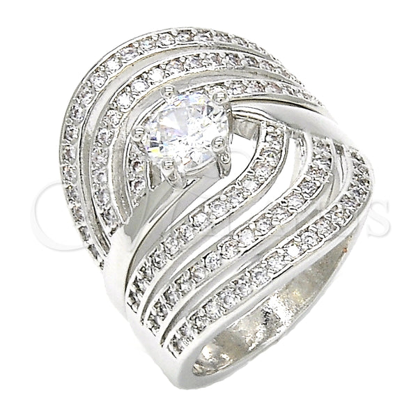 Anillo de Boda 01.99.0080.1.07 Rodio Laminado, Diseño de Doble, con Zirconia Cubica Blanca, Pulido, Rodinado (Tamaño 7)