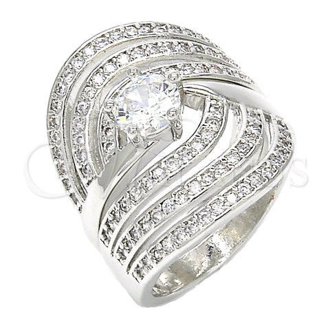 Anillo de Boda 01.99.0080.1.08 Rodio Laminado, Diseño de Doble, con Zirconia Cubica Blanca, Pulido, Rodinado (Tamaño 8)