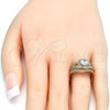 Anillo de Boda 01.284.0022.07 Oro Laminado, Diseño de Doble, con Blanca Zirconia Cubica, Pulido, Tono Dorado (Size 7)