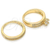 Anillo de Boda 01.284.0023.07 Oro Laminado, Diseño de Doble, con Blanca Zirconia Cubica, Pulido, Tono Dorado (Size 7)