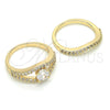 Anillo de Boda 01.284.0026.09 Oro Laminado, Diseño de Doble, con Blanca Zirconia Cubica, Pulido, Tono Dorado (Size 9)