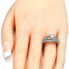 Anillo de Boda 01.284.0026.1.07 Rodio Laminado, Diseño de Doble, con Zirconia Cubica Blanca, Pulido, Rodinado (Tamaño 7)