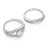 Anillo de Boda 01.284.0026.1.07 Rodio Laminado, Diseño de Doble, con Zirconia Cubica Blanca, Pulido, Rodinado (Tamaño 7)