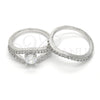 Anillo de Boda 01.284.0026.1.08 Rodio Laminado, Diseño de Doble, con Zirconia Cubica Blanca, Pulido, Rodinado (Tamaño 8)