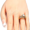 Anillo de Boda 01.284.0028.08 Oro Laminado, Diseño de Doble, con Blanca Zirconia Cubica, Pulido, Tono Dorado (Size 8)