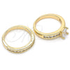 Anillo de Boda 01.284.0032.08 Oro Laminado, Diseño de Doble, con Blanca Zirconia Cubica, Pulido, Tono Dorado (Size 8)