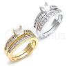 Anillo de Boda 01.284.0032.08 Oro Laminado, Diseño de Doble, con Blanca Zirconia Cubica, Pulido, Tono Dorado (Size 8)