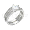 Anillo de Boda 01.284.0035.1.08 Rodio Laminado, Diseño de Doble, con Zirconia Cubica Blanca, Pulido, Rodinado (Tamaño 8)