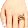 Anillo de Boda 01.284.0038.07 Oro Laminado, Diseño de Doble, con Blanca Zirconia Cubica, Pulido, Tono Dorado (Size 7)