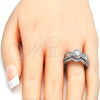 Anillo de Boda 01.284.0029.1.07 Rodio Laminado, Diseño de Doble, con Zirconia Cubica Blanca, Pulido, Rodinado (Tamaño 7)