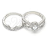 Anillo de Boda 01.284.0029.1.08 Rodio Laminado, Diseño de Doble, con Zirconia Cubica Blanca, Pulido, Rodinado (Tamaño 8)