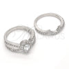 Anillo de Boda 01.284.0029.1.08 Rodio Laminado, Diseño de Doble, con Zirconia Cubica Blanca, Pulido, Rodinado (Tamaño 8)