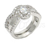 Anillo de Boda 01.284.0029.1.08 Rodio Laminado, Diseño de Doble, con Zirconia Cubica Blanca, Pulido, Rodinado (Tamaño 8)