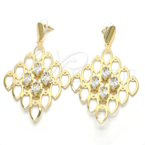 Arete Colgante 02.268.0081 Oro Laminado, con Blanca Zirconia Cubica, Pulido, Tono Dorado