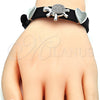 Pulsera Elegante 03.63.1926.1.08 Rodio Laminado, Diseño de Tortuga y Corazón, con Micro Pave Blanca, Pulido, Rodinado (Grosor 10 MM, 8 Pulgadas de Largo)