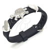 Pulsera Elegante 03.63.1926.1.08 Rodio Laminado, Diseño de Tortuga y Corazón, con Micro Pave Blanca, Pulido, Rodinado (Grosor 10 MM, 8 Pulgadas de Largo)