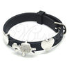 Pulsera Elegante 03.63.1926.1.08 Rodio Laminado, Diseño de Tortuga y Corazón, con Micro Pave Blanca, Pulido, Rodinado (Grosor 10 MM, 8 Pulgadas de Largo)