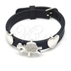 Pulsera Elegante 03.63.1926.1.08 Rodio Laminado, Diseño de Tortuga y Corazón, con Micro Pave Blanca, Pulido, Rodinado (Grosor 10 MM, 8 Pulgadas de Largo)