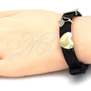 Pulsera Elegante 03.63.1927.08 Oro Laminado, Diseño de Mariposa y Corazón, con Blanca Micro Pave, Pulido, Tono Dorado (10 MM Thickness, 8 Inches Length)