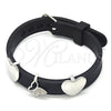 Pulsera Elegante 03.63.1927.1.08 Rodio Laminado, Diseño de Mariposa y Corazón, con Micro Pave Blanca, Pulido, Rodinado (Grosor 10 MM, 8 Pulgadas de Largo)