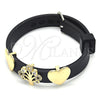 Pulsera Elegante 03.63.1928.08 Oro Laminado, Diseño de Ãrbol y Corazón, con Blanca Zirconia Cubica, Pulido, Tono Dorado (10 MM Thickness, 8 Inches Length)