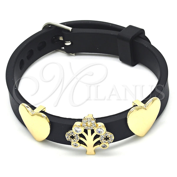 Pulsera Elegante 03.63.1928.08 Oro Laminado, Diseño de Ãrbol y Corazón, con Blanca Zirconia Cubica, Pulido, Tono Dorado (10 MM Thickness, 8 Inches Length)