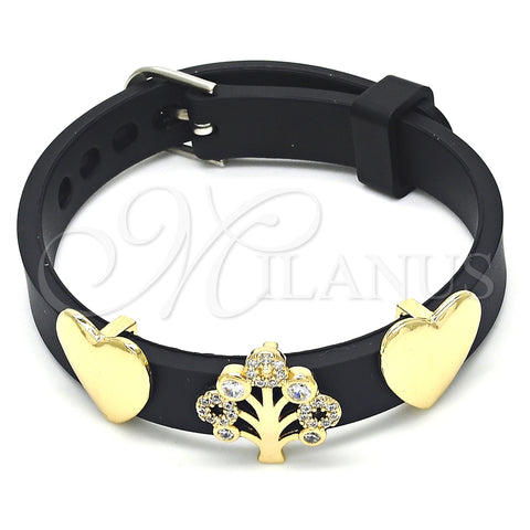 Pulsera Elegante 03.63.1928.08 Oro Laminado, Diseño de Ãrbol y Corazón, con Blanca Zirconia Cubica, Pulido, Tono Dorado (10 MM Thickness, 8 Inches Length)