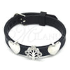 Pulsera Elegante 03.63.1928.1.08 Rodio Laminado, Diseño de Ãrbol y Corazón, con Zirconia Cubica Blanca, Pulido, Rodinado (Grosor 10 MM, 8 Pulgadas de Largo)
